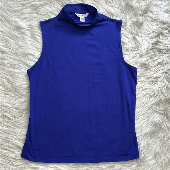 Athleta Tank Cobalt Royal Blue Mock Neck Sleeveless Top Base Layer Size M - Picture 1 of 8